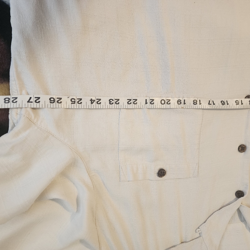 Caribbean Silk Blend Cream Color Button Down Short Sleeve Men's Size XXL - Picture 5 of 9